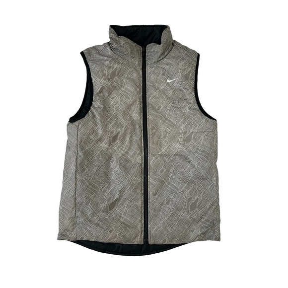 Nike Reversible Black Gray Full Zip Mens Small Puffer Vest - Picture 1 of 7